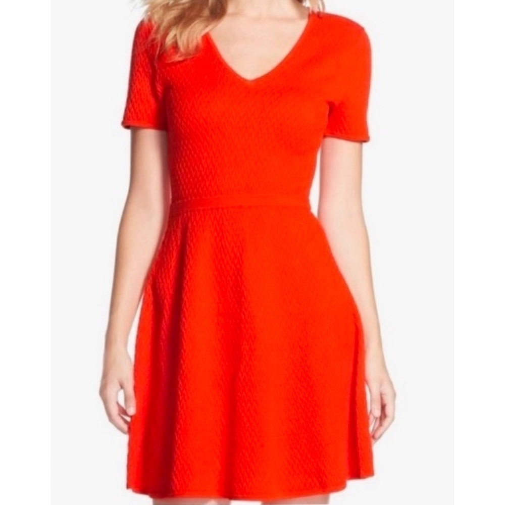 Trina Turk Laila Fit & Flare Stretch Knit Dress in Poppy Red